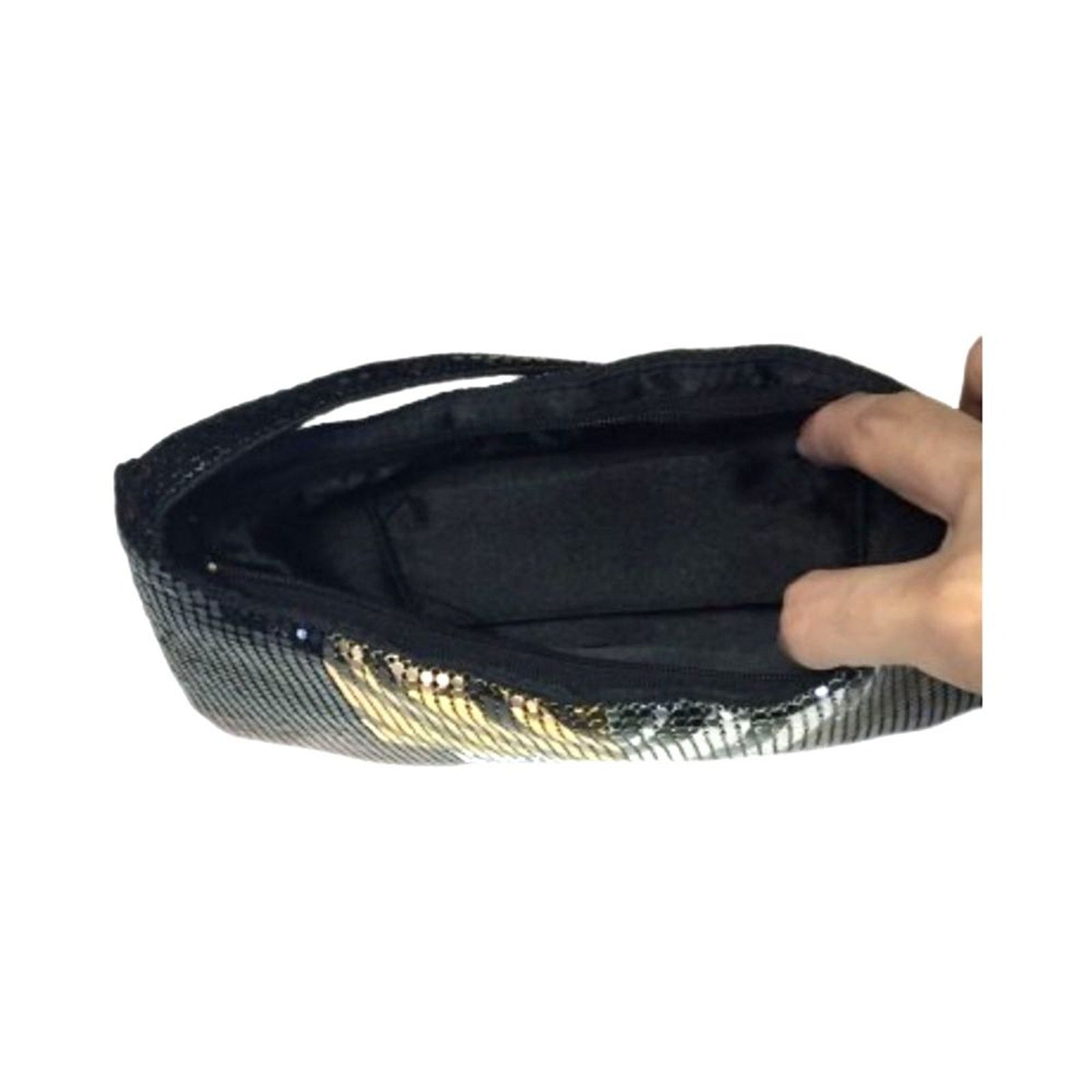 Sequined Evening Clutch Purse Mini Women's Bag Black Cream Brown