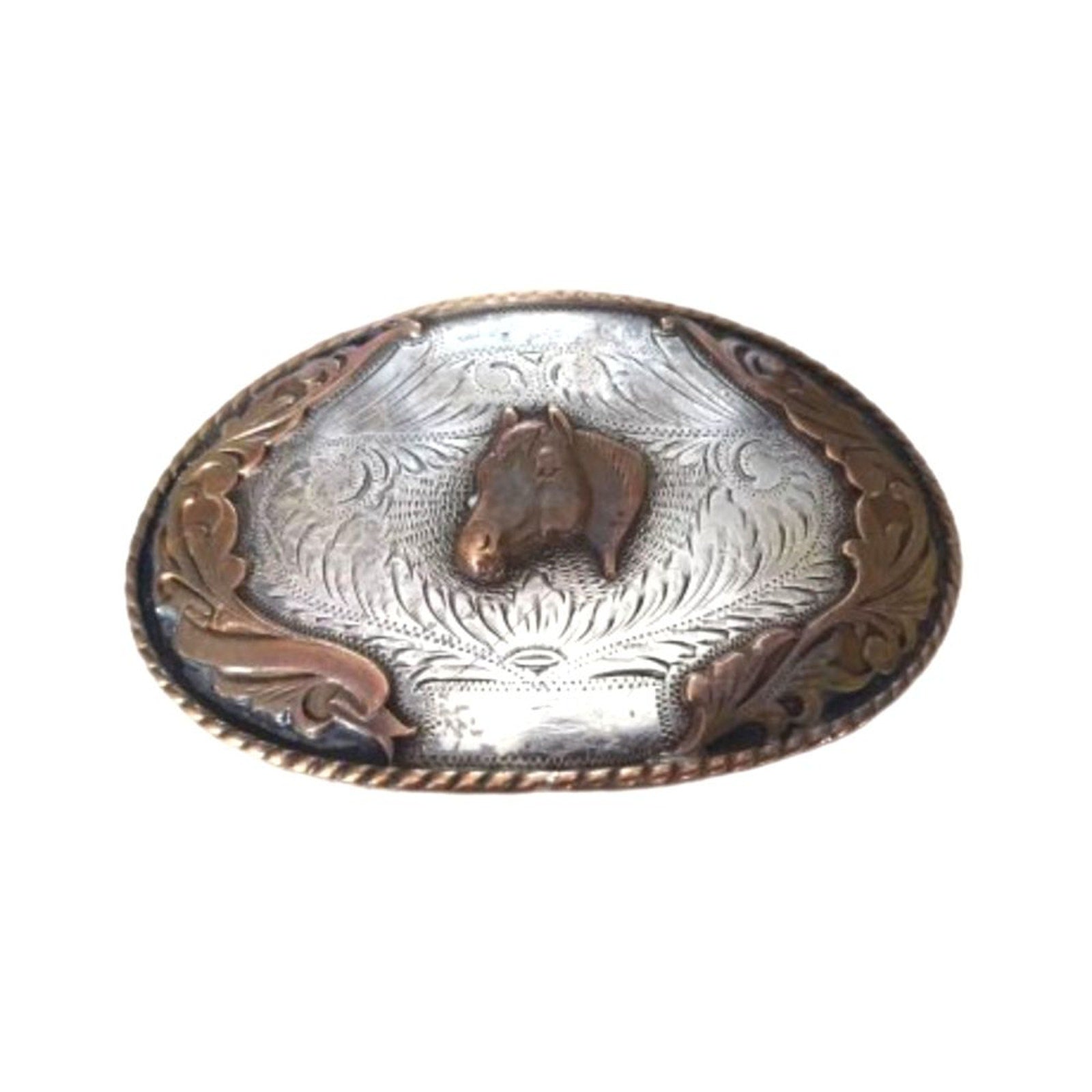 Irvine Jachens Inc Navajo Belt Buckle Horse Head Sterling Silver Copper Vintage