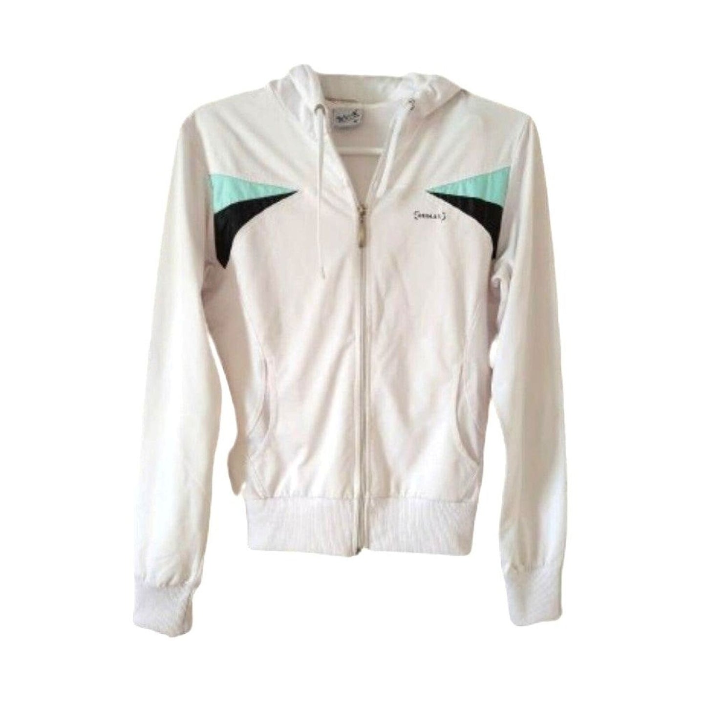 Bumax White Hooded Women's Athletic Zip up Hoodie Long Sleeve- Size M"