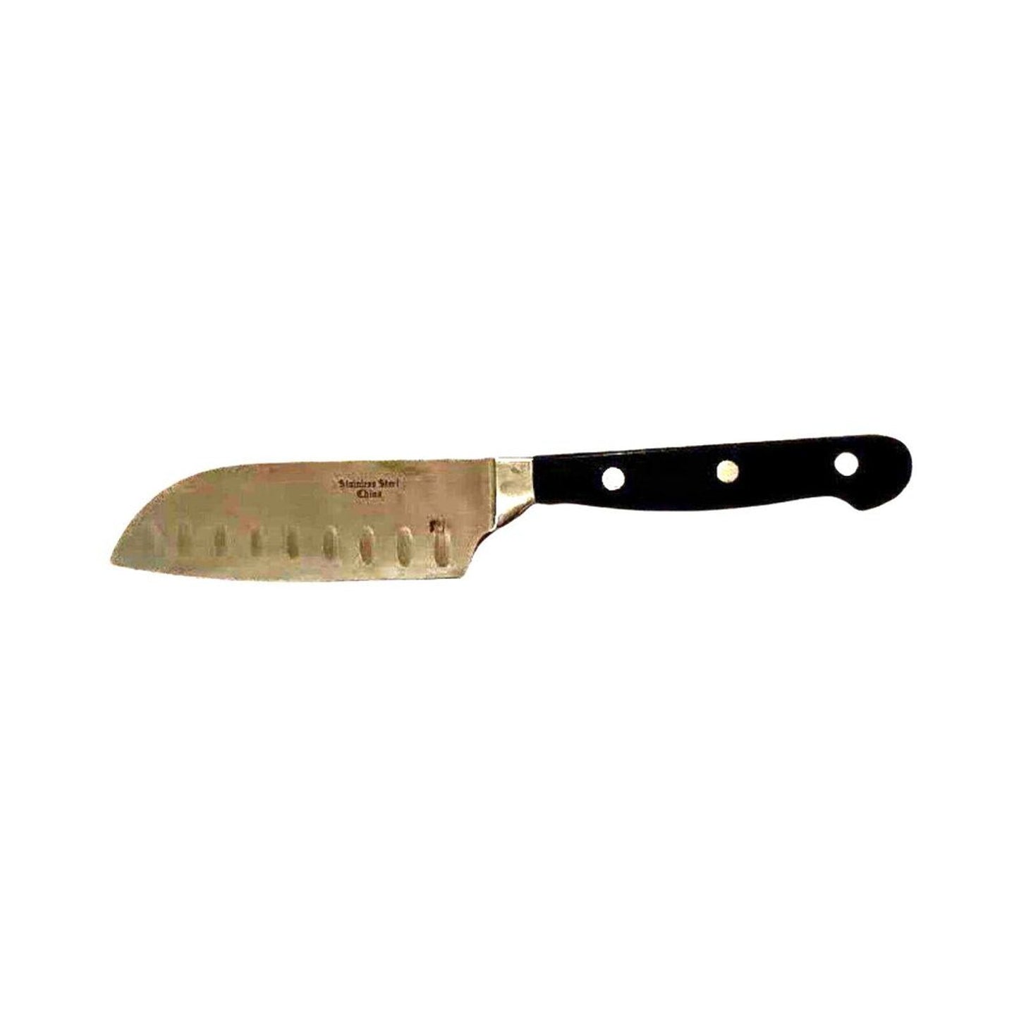 Santoku Chef's Knife Wide Blade Stainless Steel Black Bakelite Handle 9" Slicer