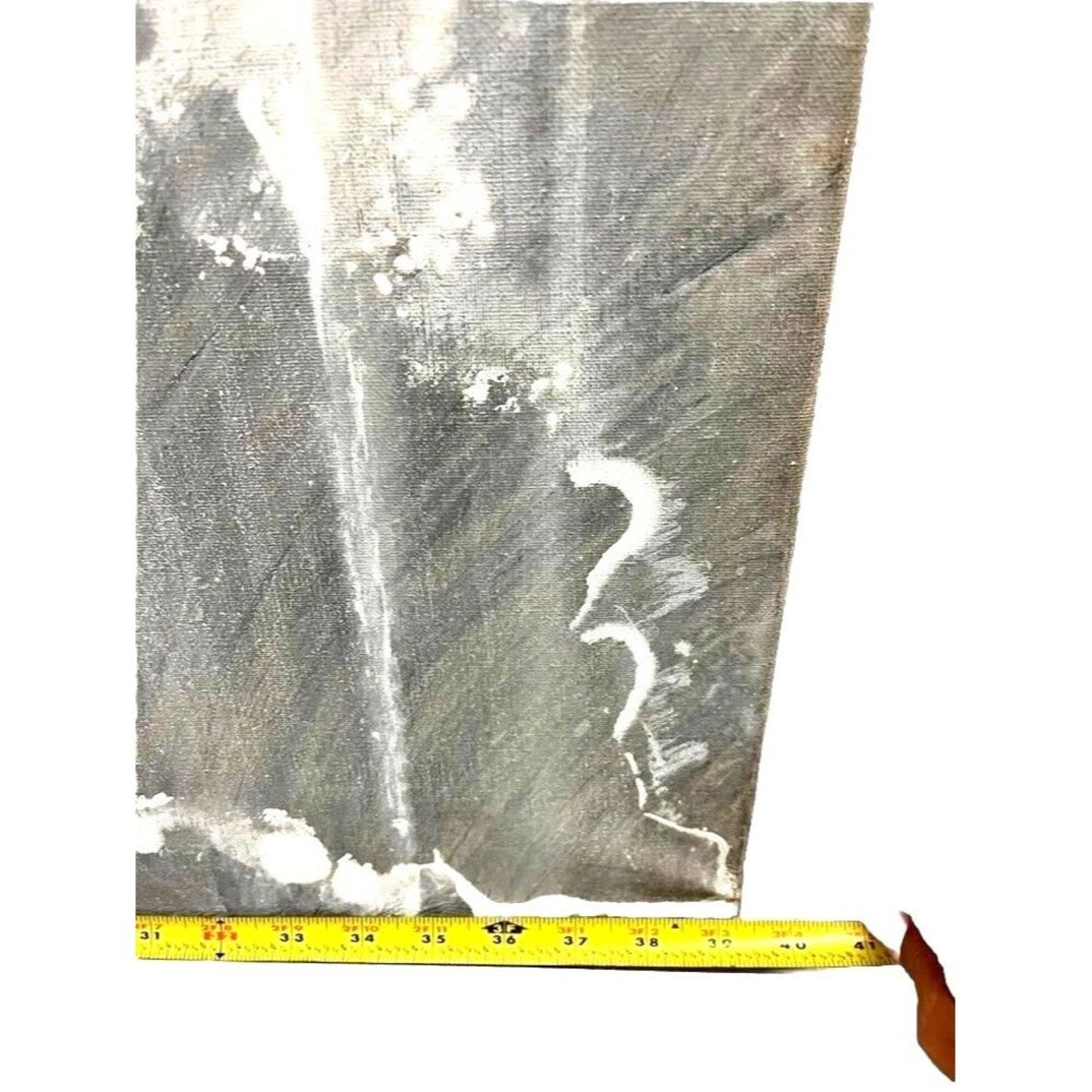 J. I.G. Vintage Abstract Oil on Canvas Painting Snow Black White 39in x 39 in