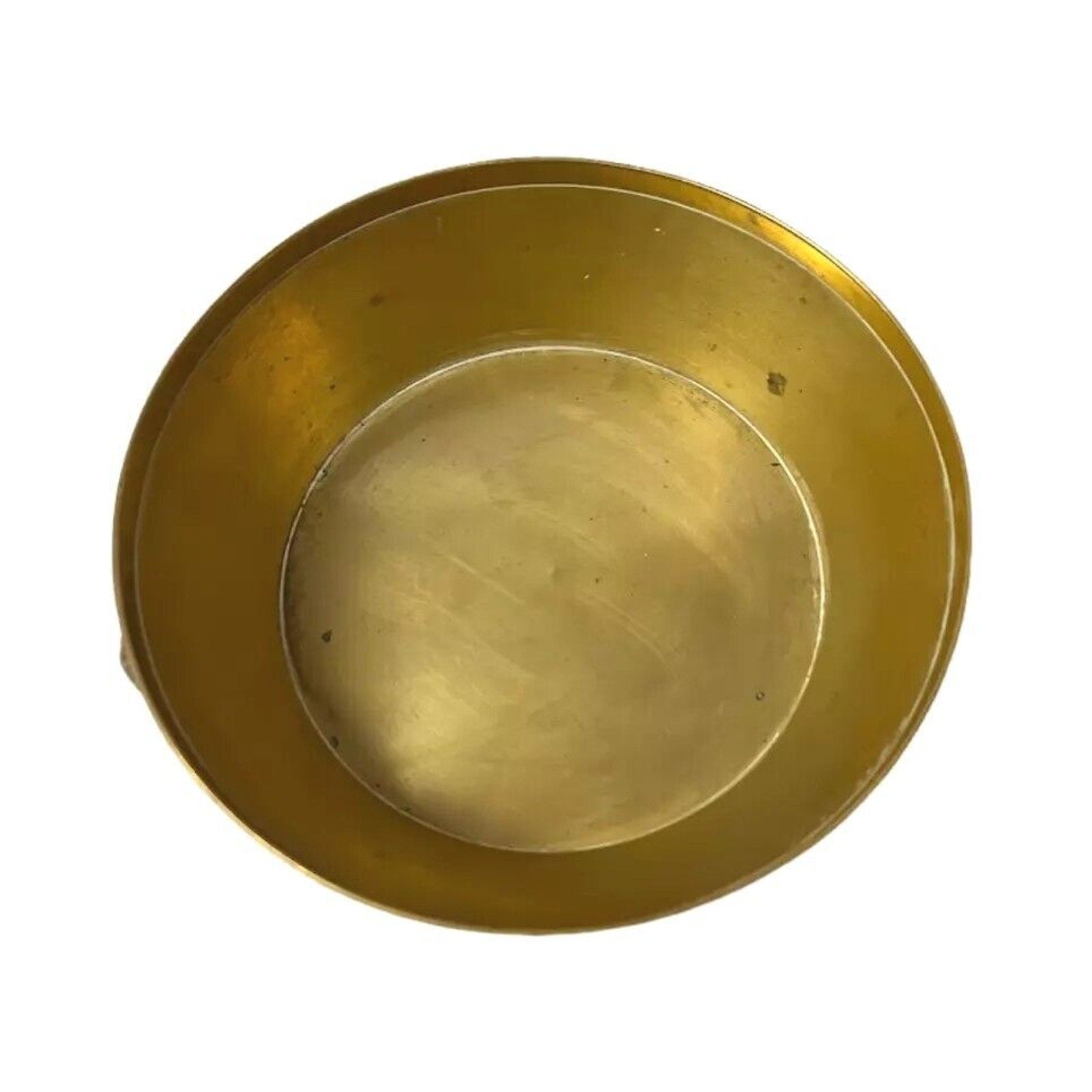Vintage Brass Elephant Design Brass Bowl w Lid Round Footed Tibetan