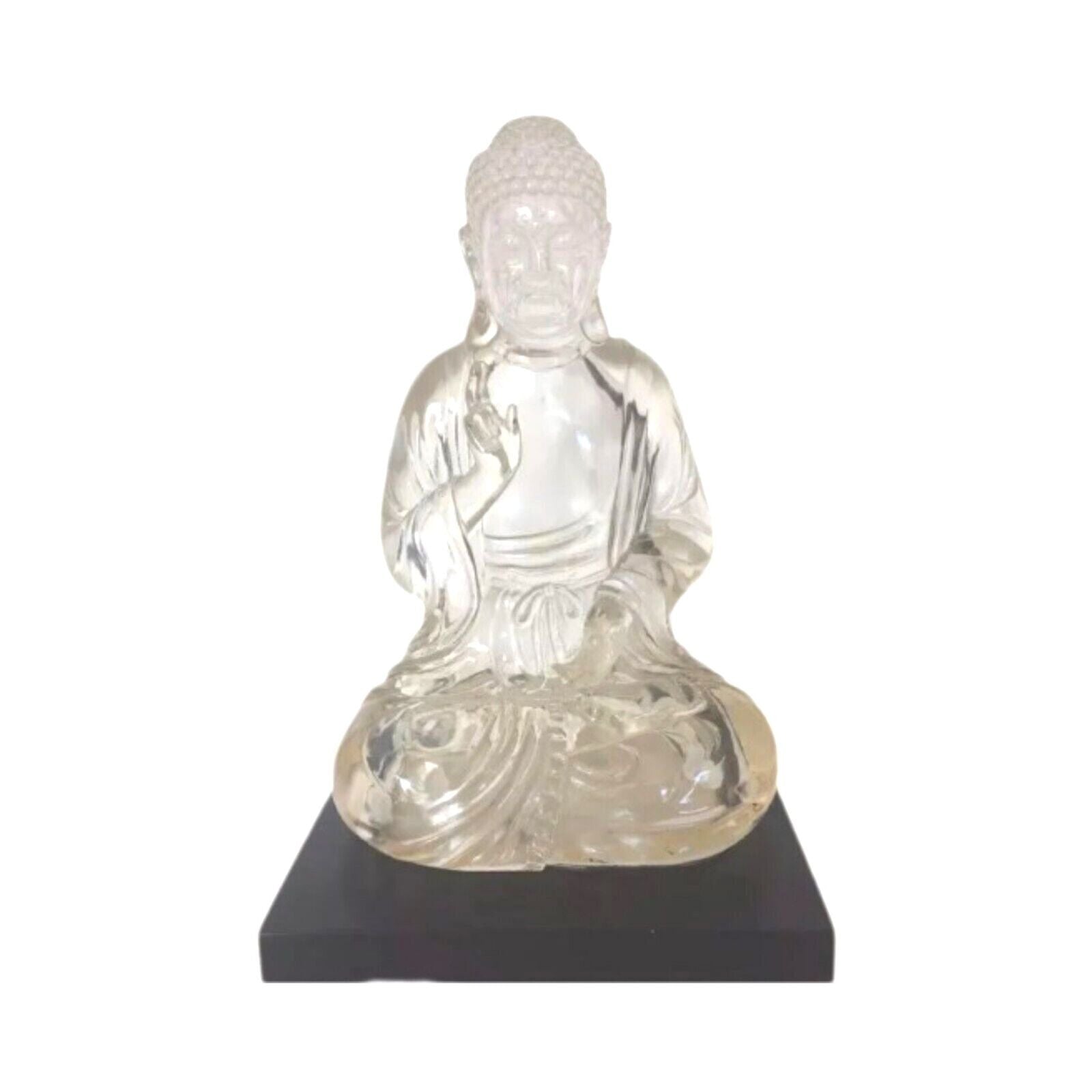 Vintage Lucite Sitting Buddha Statue – Elegance in Translucent Sculpture