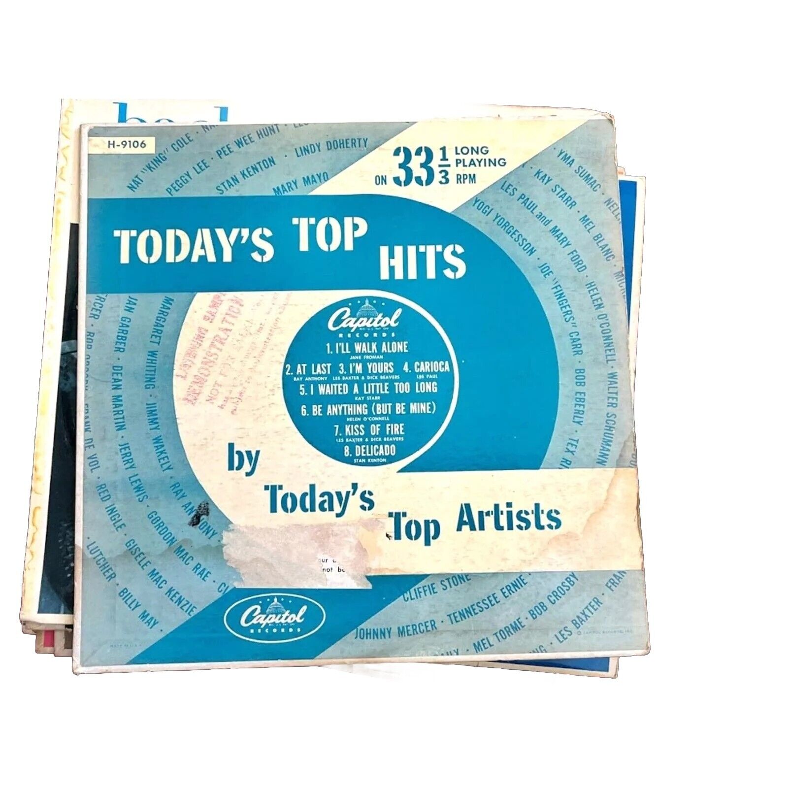 Today's Top Hits-By Today's Top Artists H9106 Capitol Records 10" Vinyl Lp