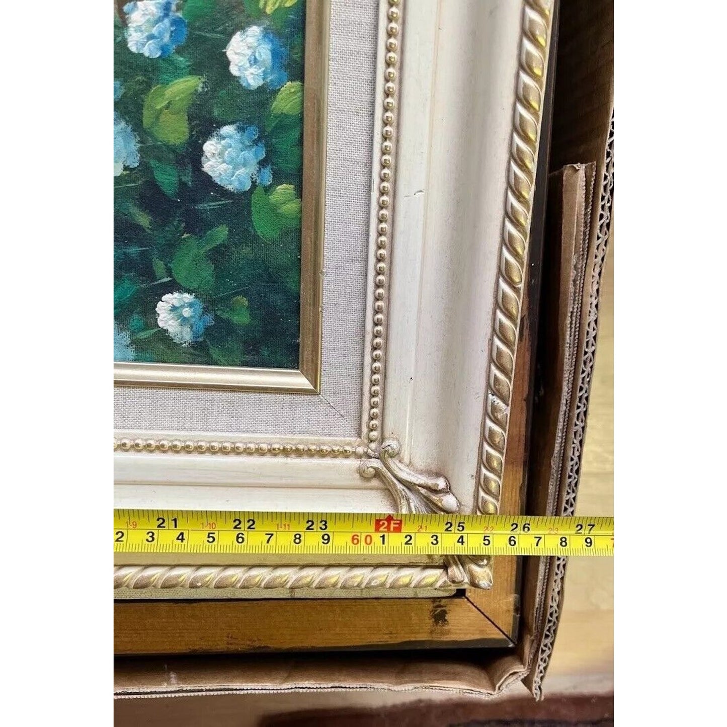 Original W. Hodges Painting Oil On Canvas Garden Colorful Flowers Signed Framed