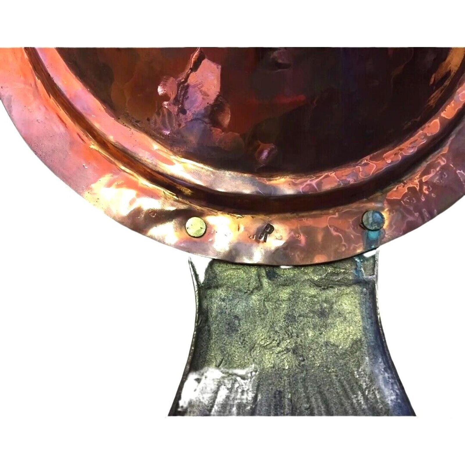 Antique Serving Dish Platter Cooking Lid Fish Seafood Oval Hammered Copper Brass