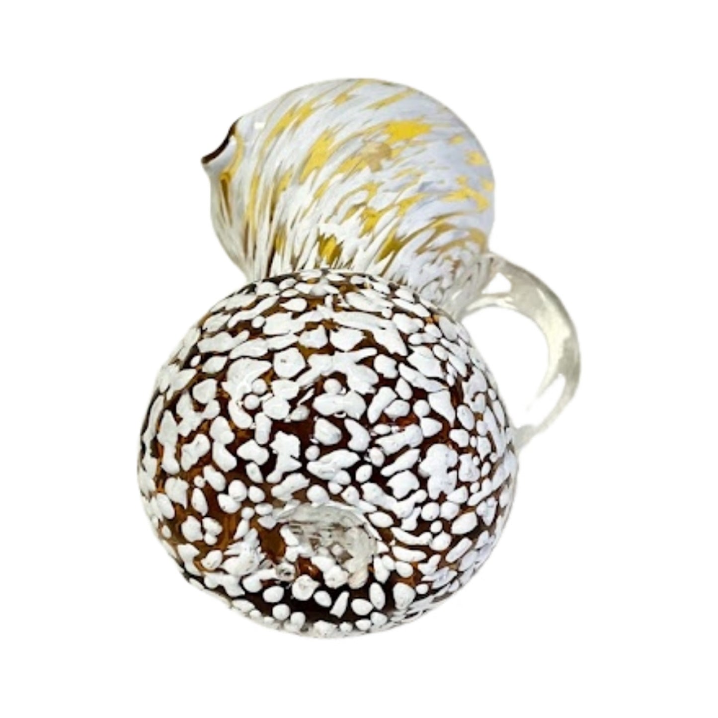 Vtg Pilgrim Glass Amber Splatter White Hand Blown Pitcher Creamer Applied Handle