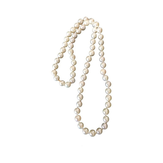 Antique Women's Necklace Natural Pearls 14K Yellow Gold Clasp Estate Jewelry