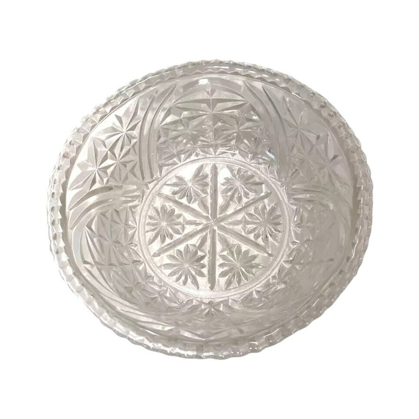 Vintage Anchor Hocking Crystal Glass Bowl 10.5"Stars & Bars
