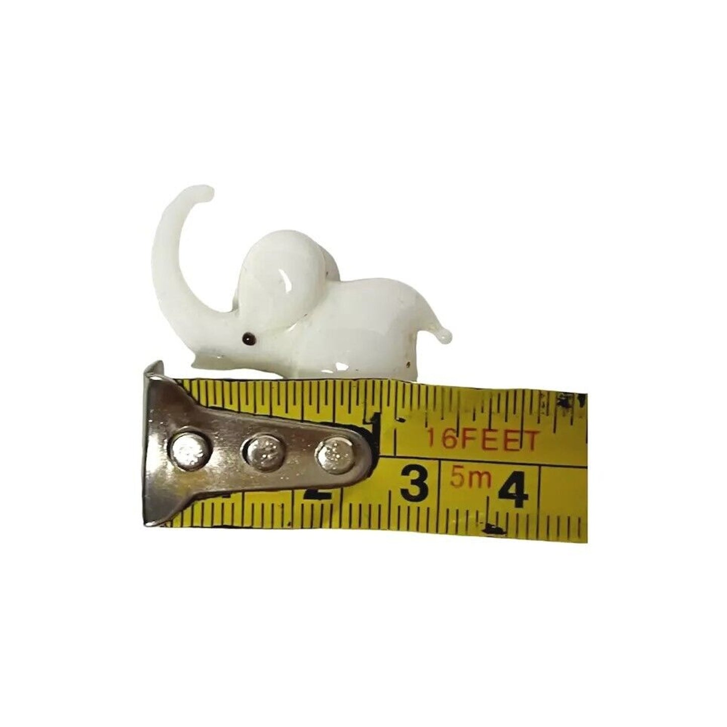Vintage Elephant Figurine White Porcelain Trumpeting Small Mini