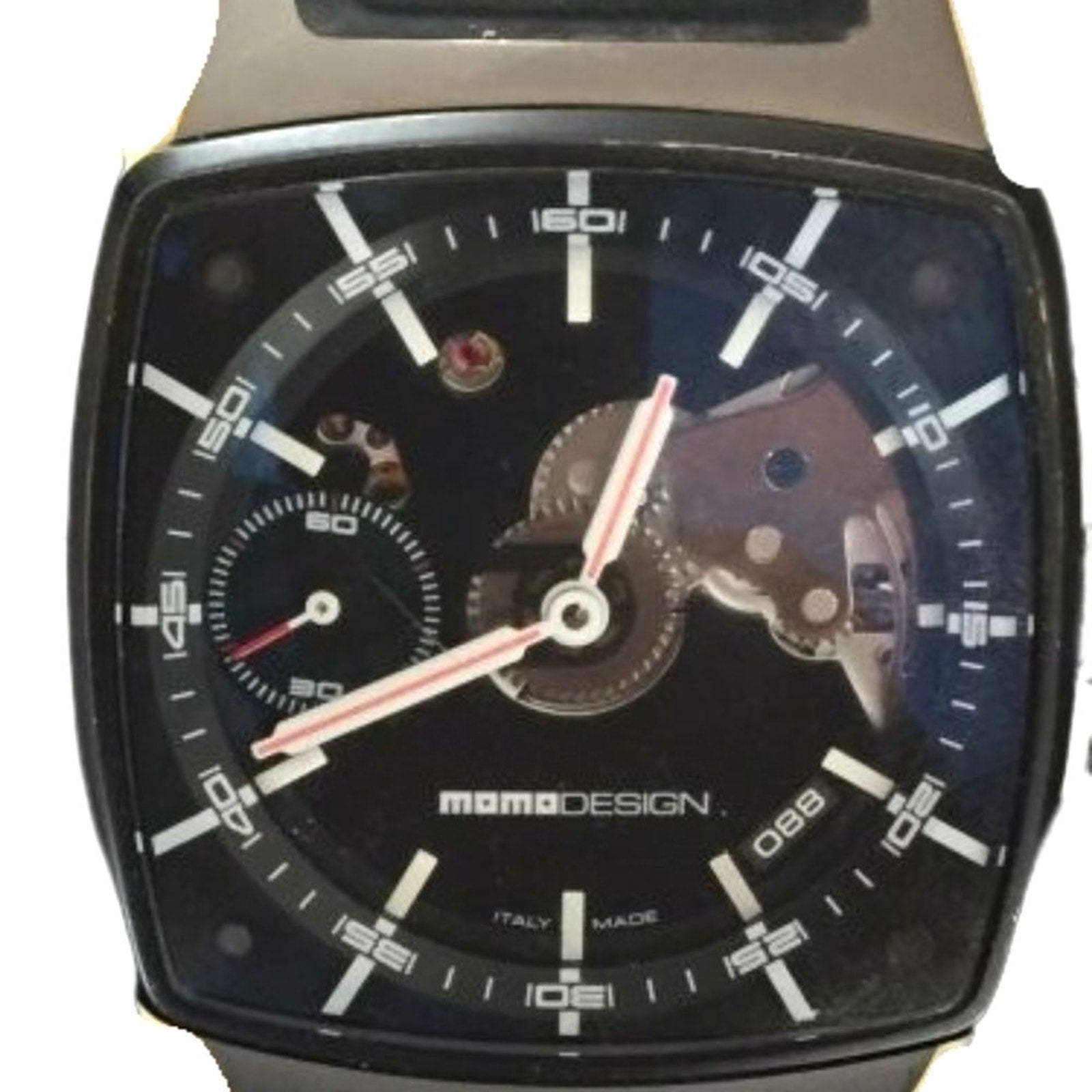 Momo Design Men`s Wrist Watch Double Skeleton Mechanical Titanium Italy