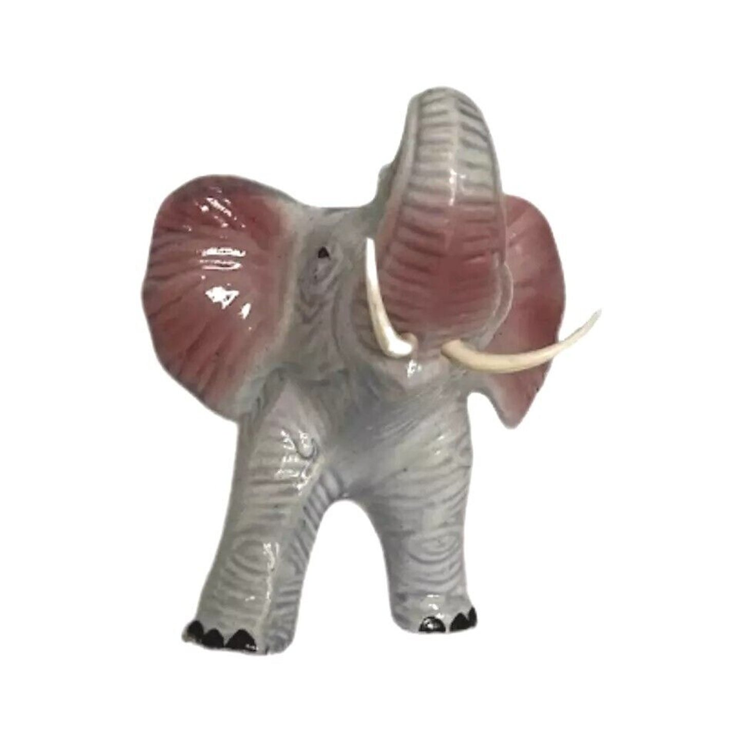 Ceramic Trunk Up White Elephant Figurine Porcelain Ceramic Vintage