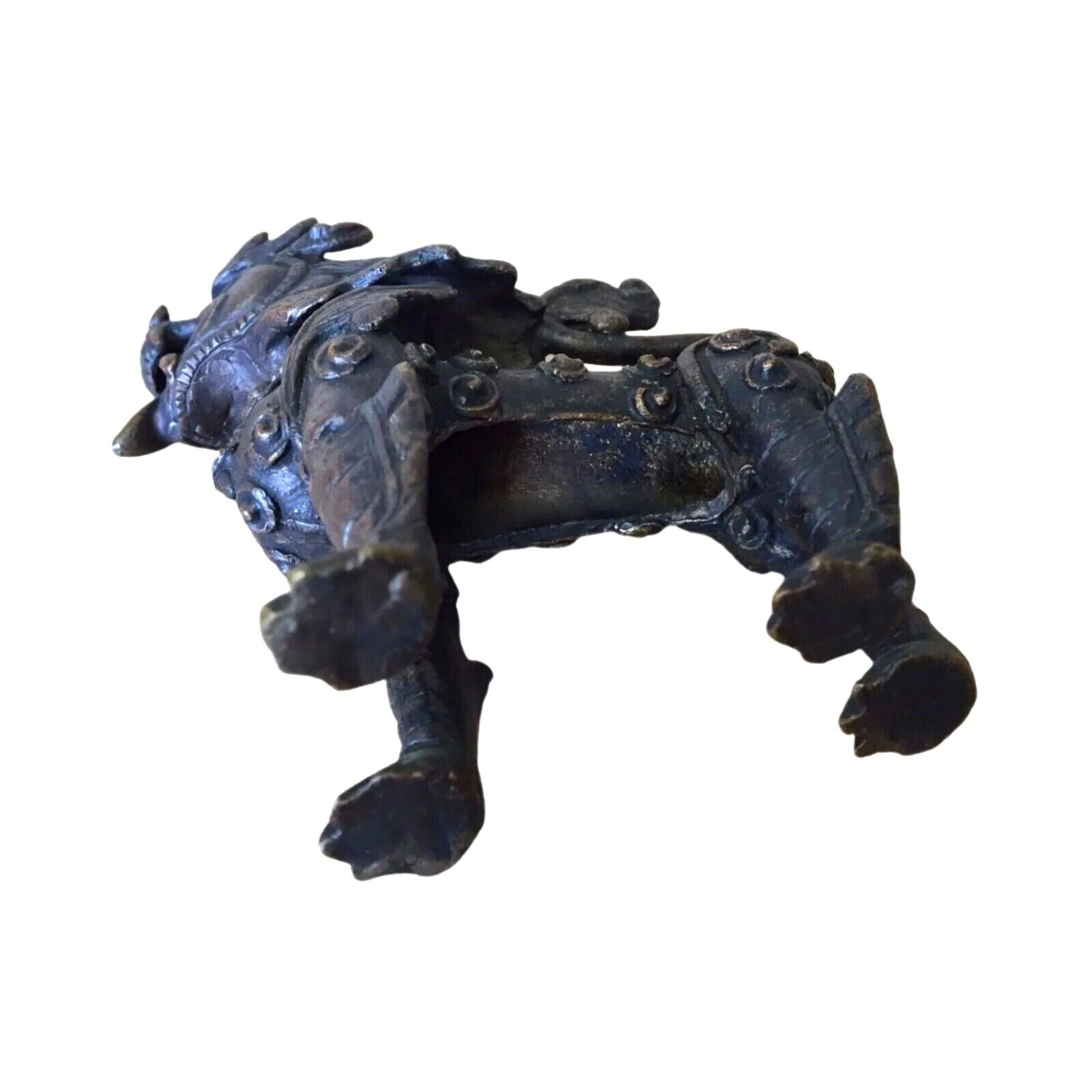Antique Tibetan Kylie Foo Dog Bronze Art Sculpture Figurine Temple Guardian