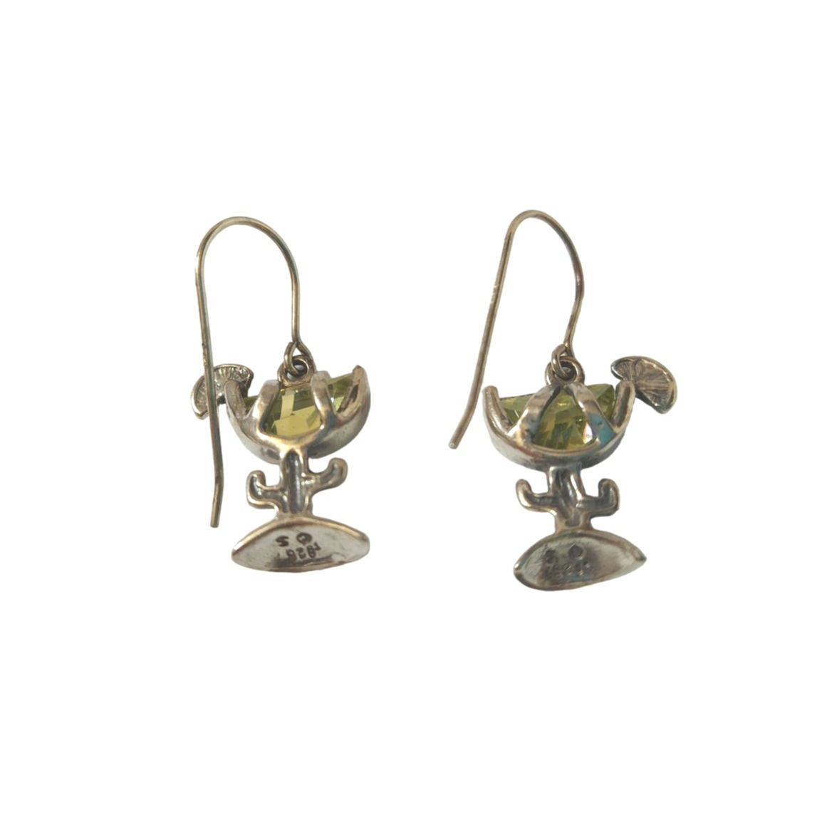 Silpada Green Peridot Margarita Cactus Dangle Earrings Sterling Silver 925