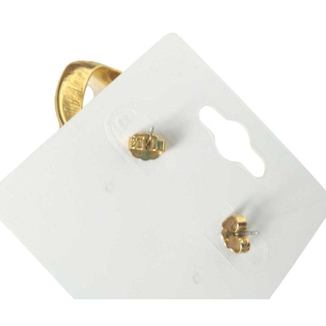Vintage Avon Paved Crystals C Hoops Earrings Yellow Gold Plated Hoop