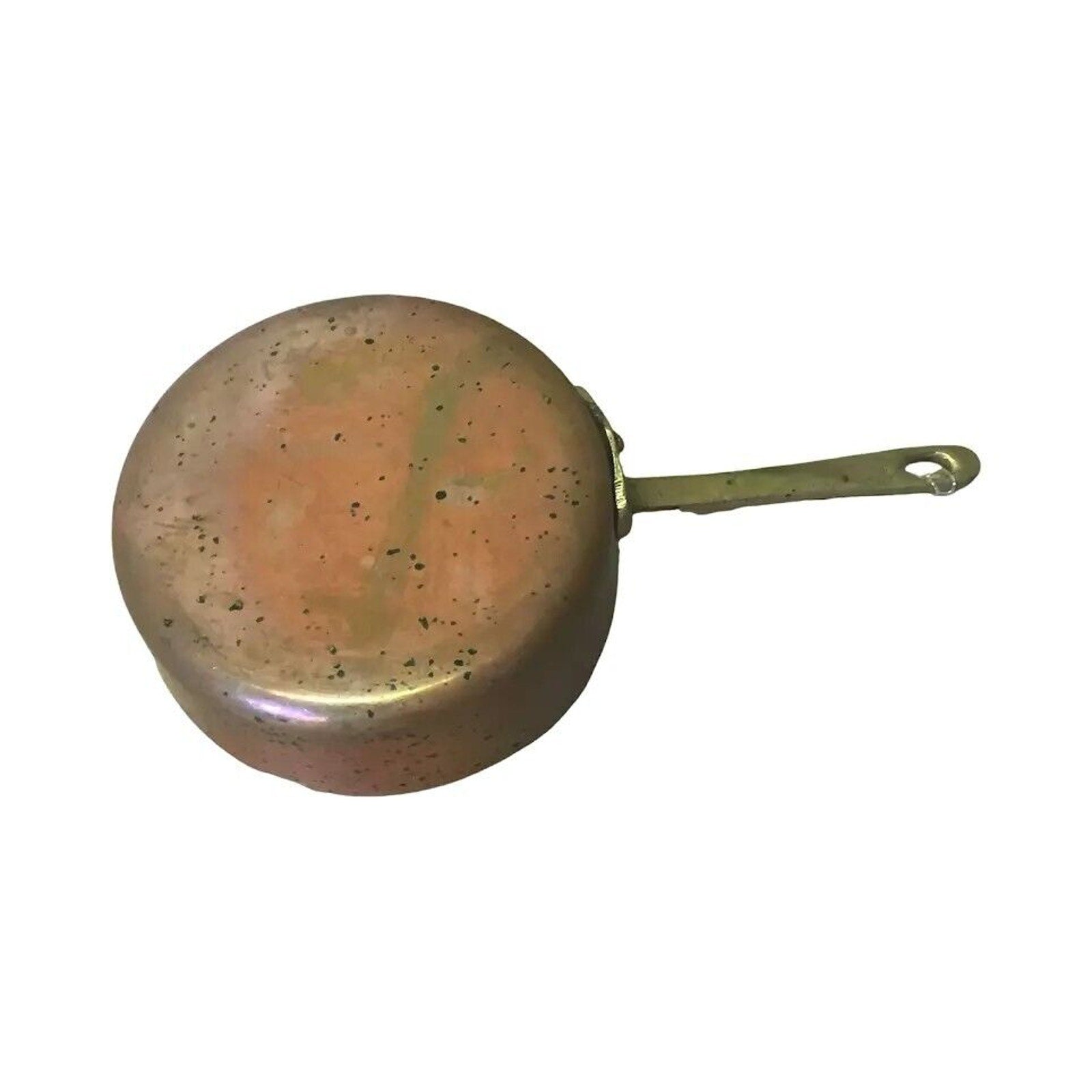 Antique French Copper and Brass Sauté Pan Saucer Chef Sauce Pan Dish w Handle