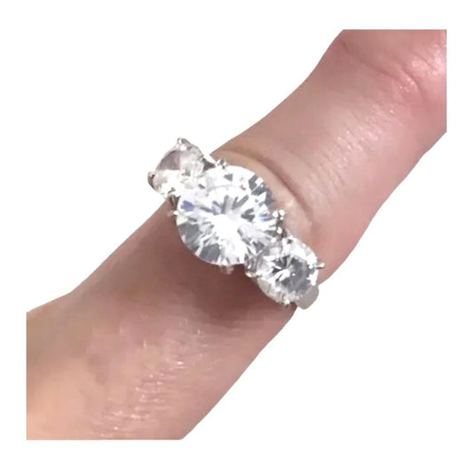 Women's Ring 6tcw 3 Round Cut CZ Cubic Zirconia Sterling Silver 925