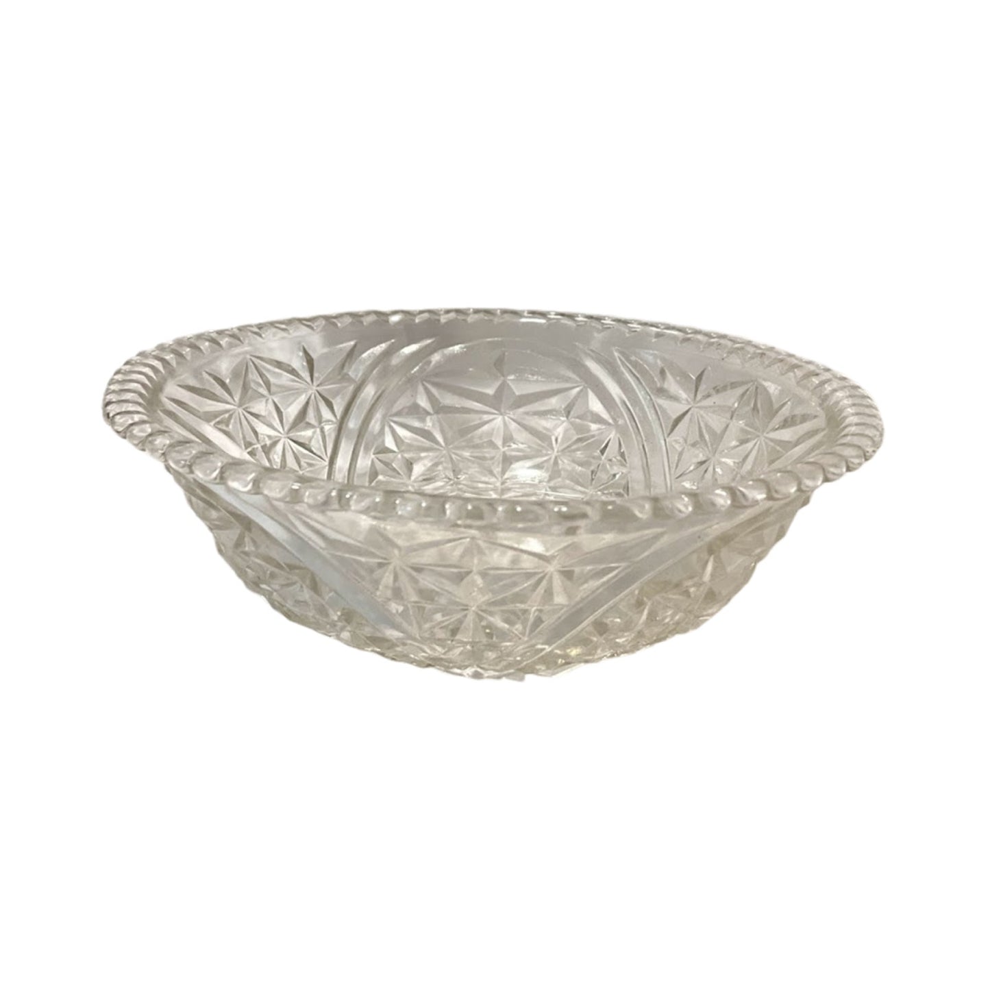 Vintage Anchor Hocking Crystal Glass Bowl 10.5"Stars & Bars