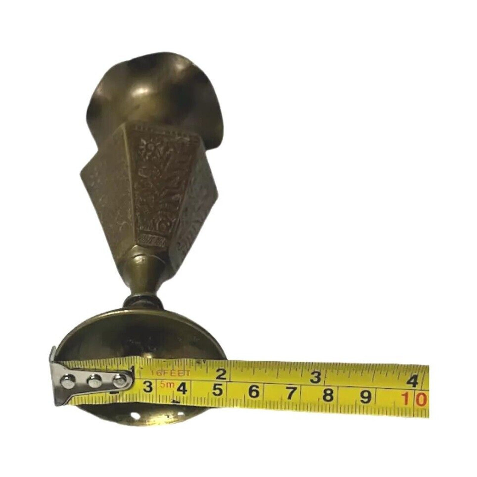 Vintage Brass Urn Vase Pedestal Etched Engraved Flower India 6" Fluted