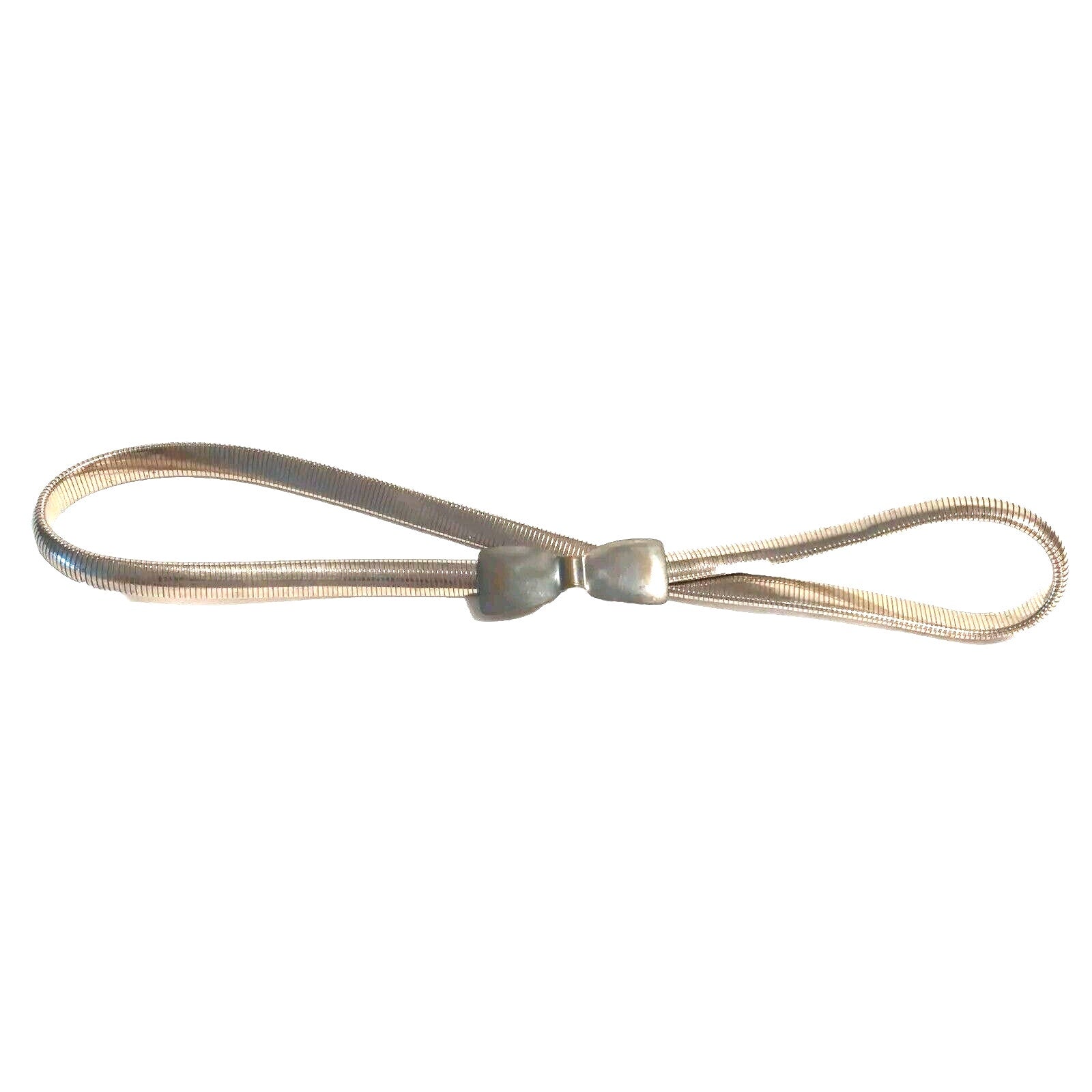 Womens Silver Tone Metal Stretch Bow Belt Vintage 23"