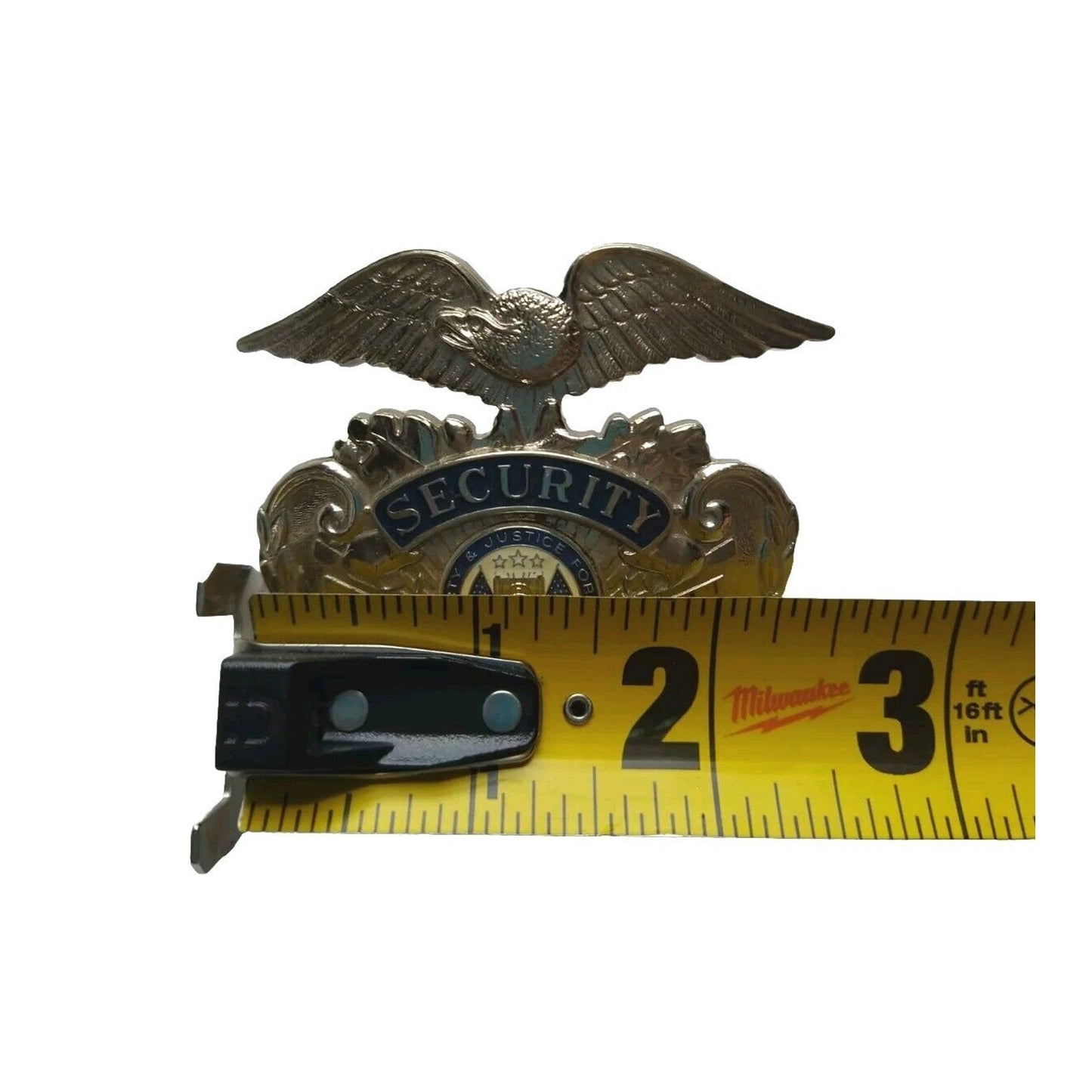Blackinton Security Officer Cap Badge Pin Silver Tone Blue Enamel Eagle