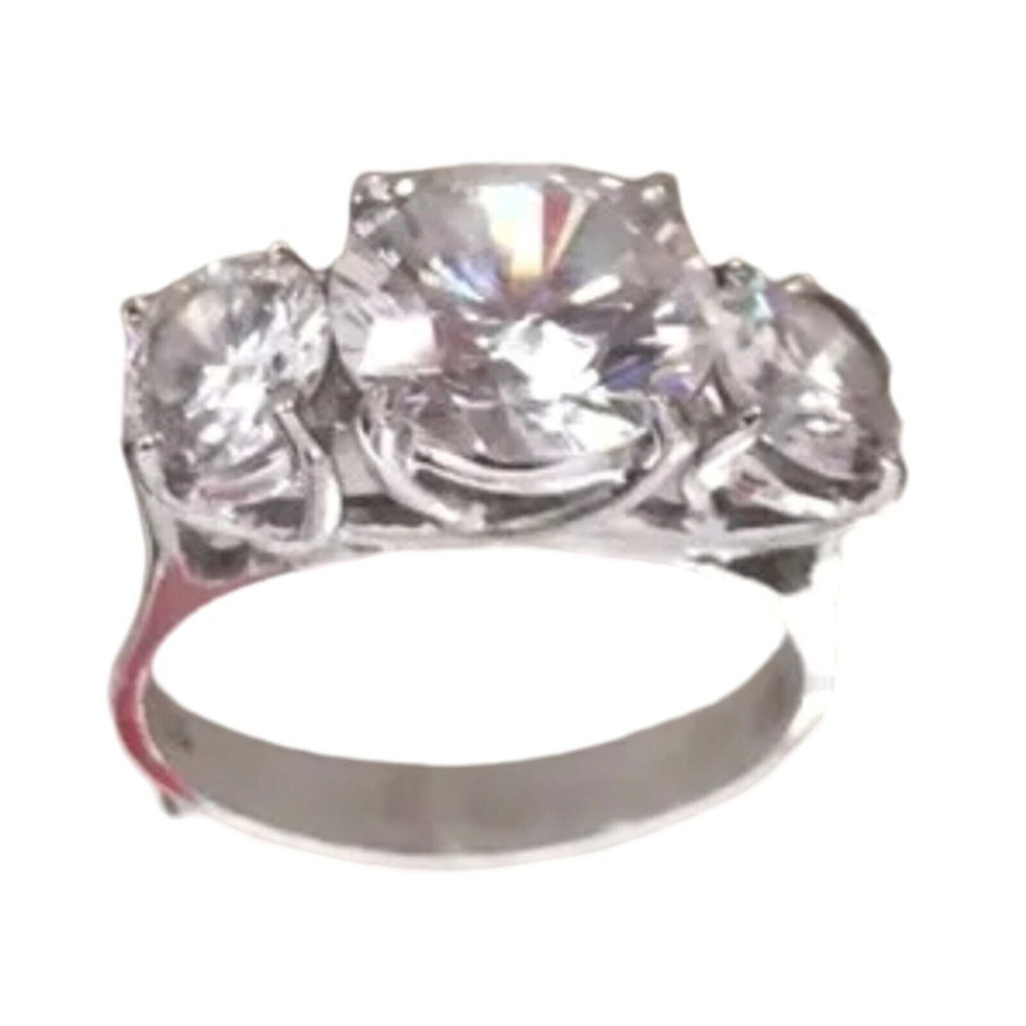 Women's Ring 6tcw 3 Round Cut CZ Cubic Zirconia Sterling Silver 925