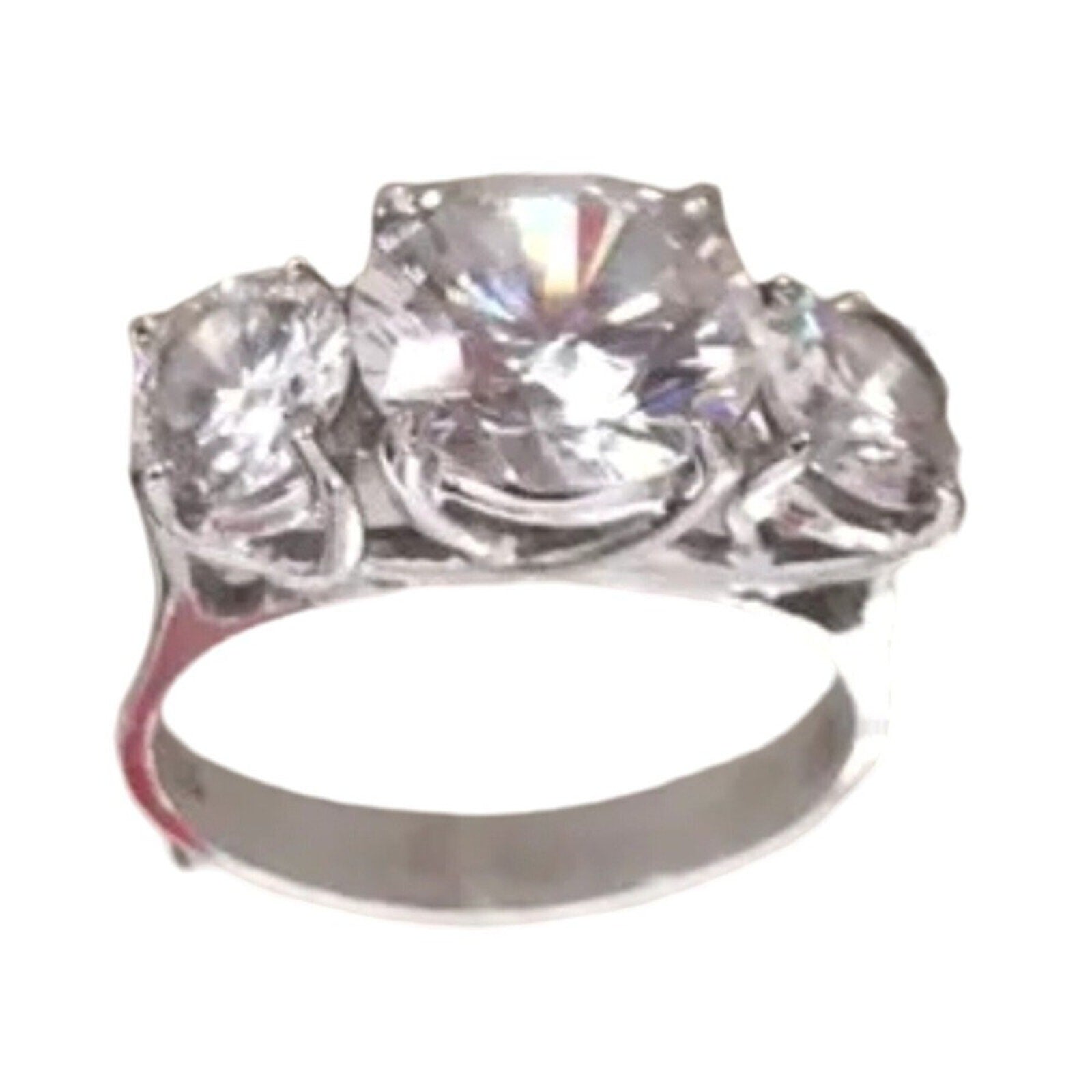 Women's Ring 6tcw 3 Round Cut CZ Cubic Zirconia Sterling Silver 925