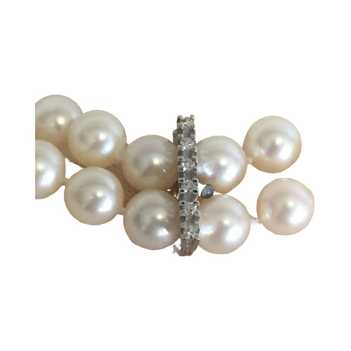 Vintage Estate Natural Pearls Necklace with Diamonds,Blue Sapphires White Gold