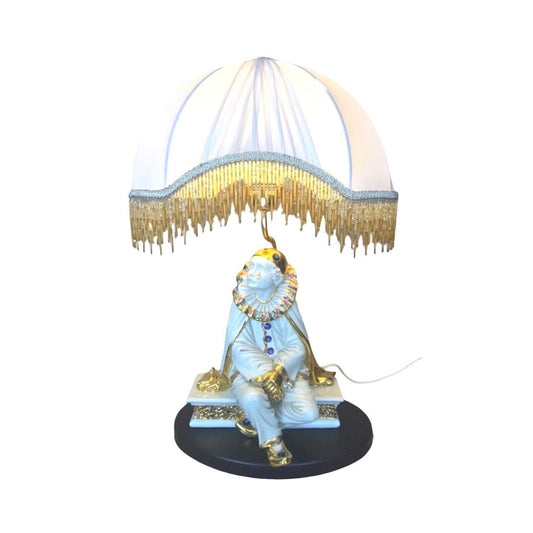 Vintage Harlequin Table Lamp – Capodimonte, Limoges Swarovski and 24K Gold