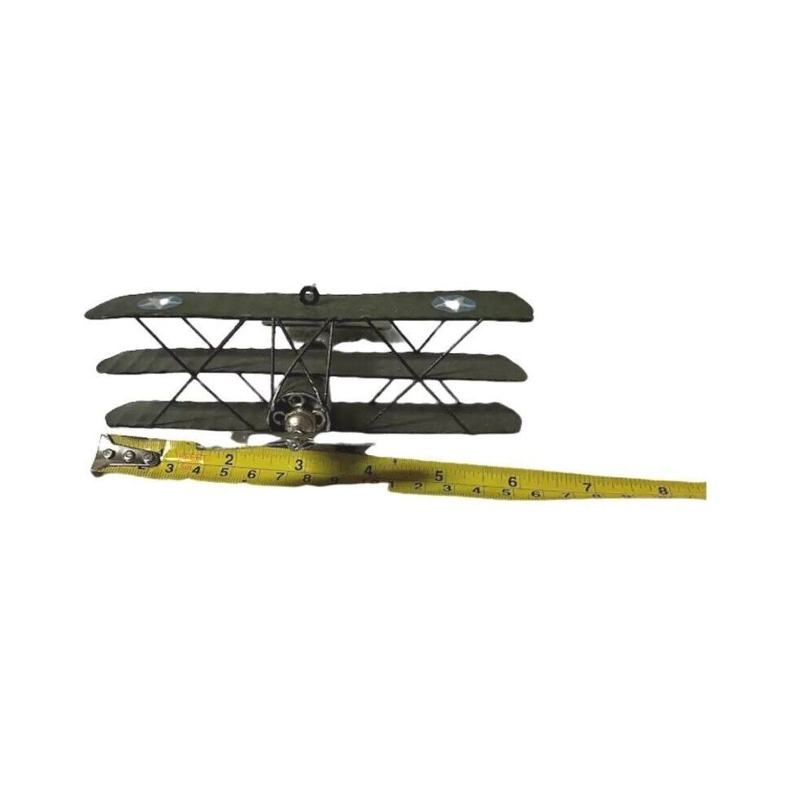 Three Wing Metal Plane Airplane Collector Military Aircraft Decor Model Green