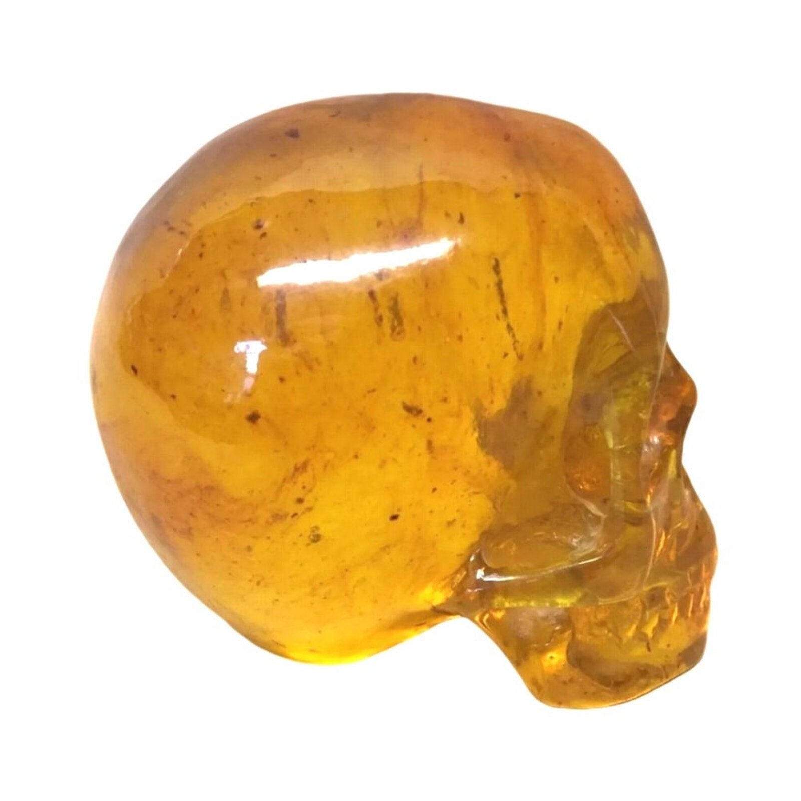 Skull Sculpture Figurine Decor Orange Honey Amber Antique Imperial Russian