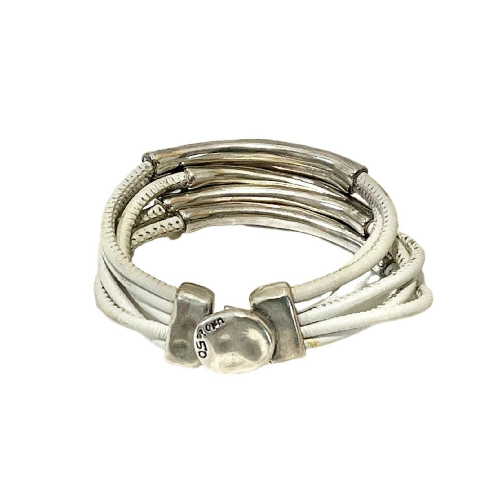 Uno De 50 Bracelet White Leather Silver NWOT Unisex Men Women