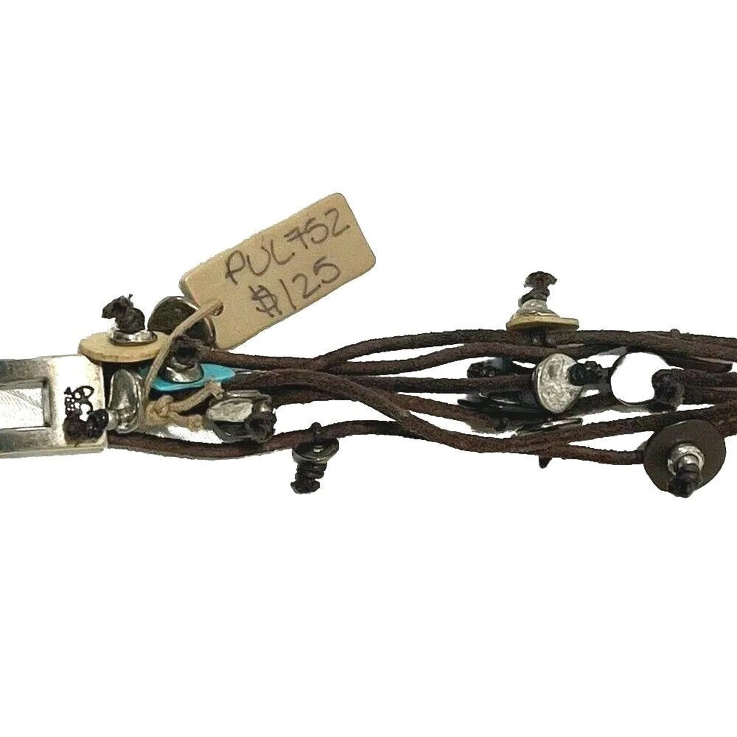 Uno de 50 Unisex Bracelet Silver Brown Leather With Charms Men's Women's Spain