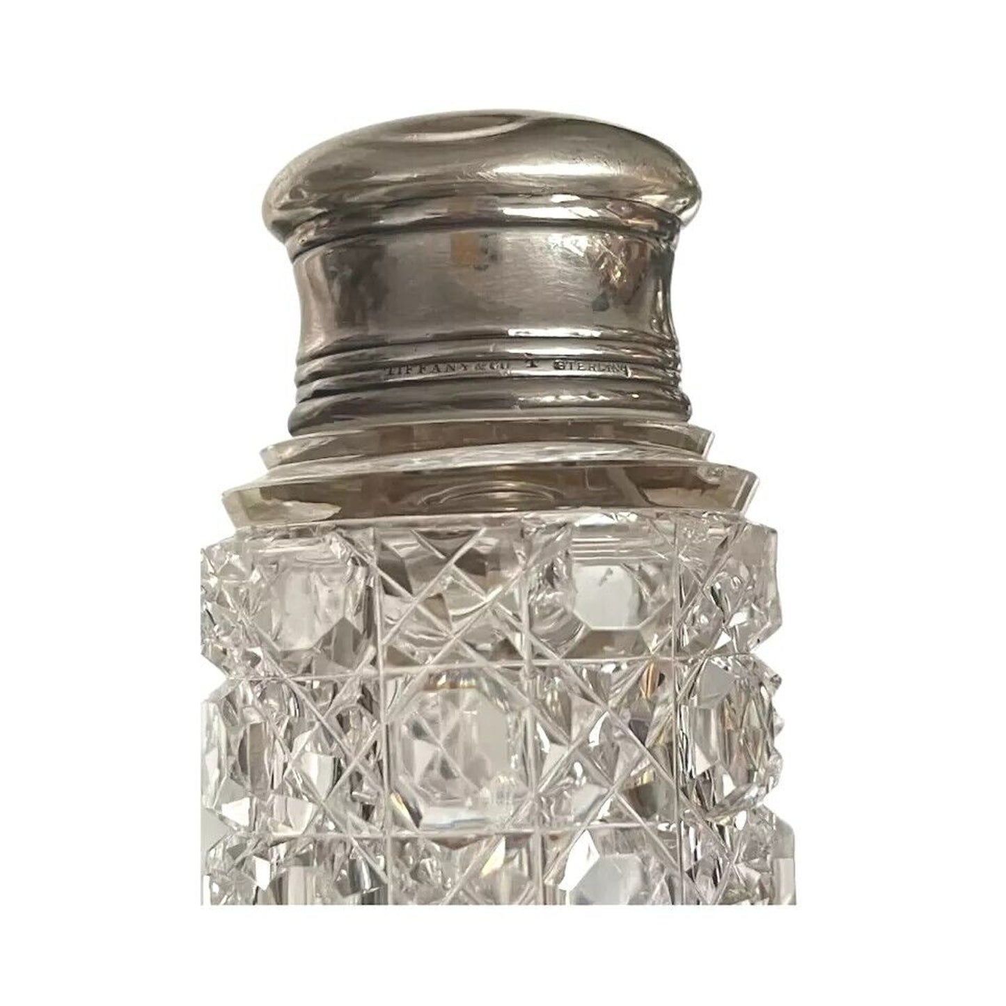 Antique Tiffany & Co Scent Perfume Bottle Sterling Silver Cap Cut Crystal
