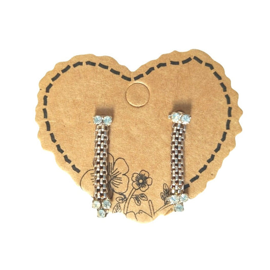 Round Cut Crystals Dangle Drop Dainty Mesh Earrings Rose Gold Plated Post