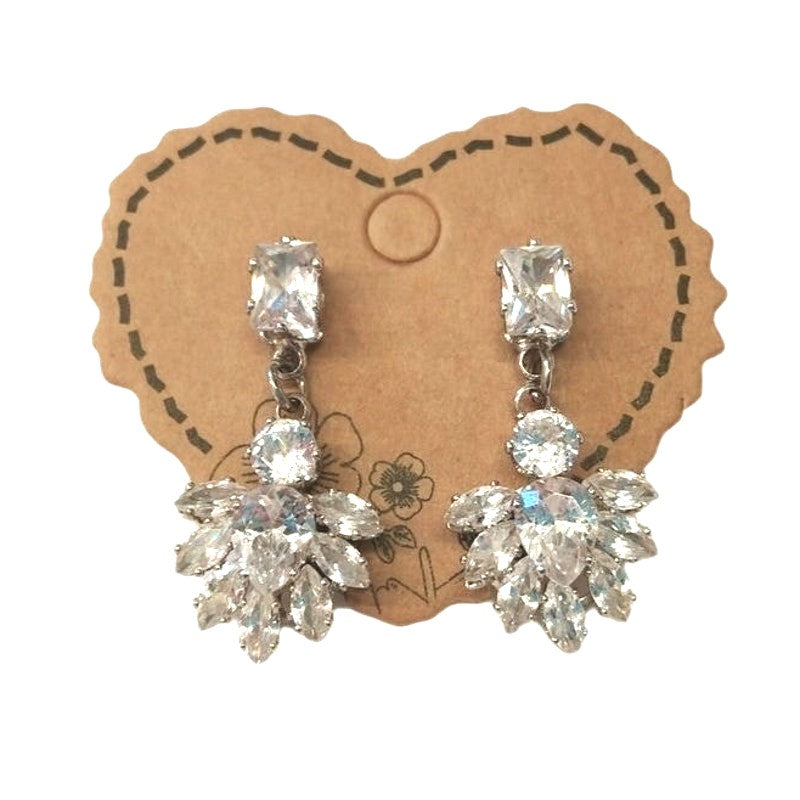 Vintage Sparkling Bridal Rhinestones Dangle Earrings Sterling Silver Plated Post
