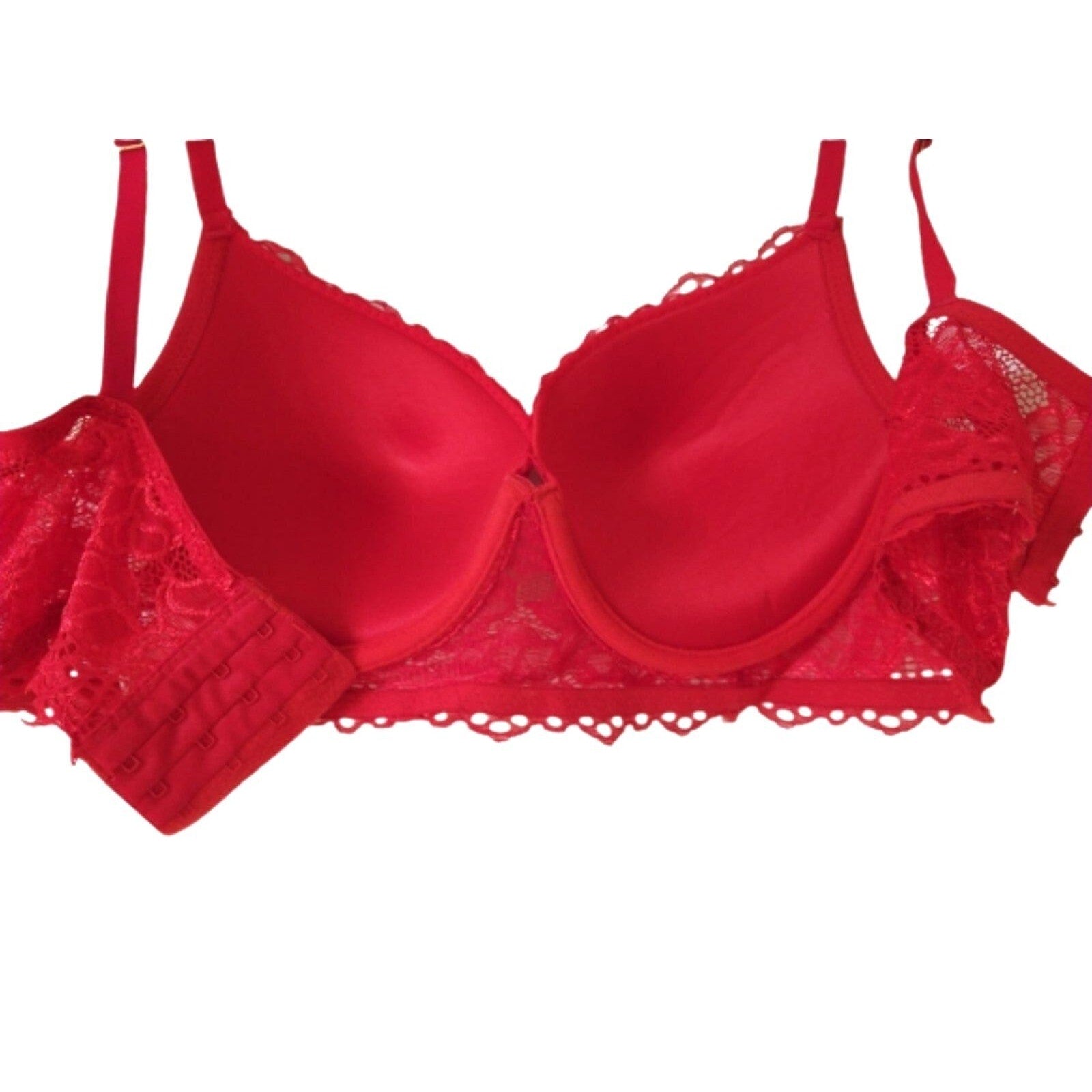 Red lace women's push up bra 38C lingerie