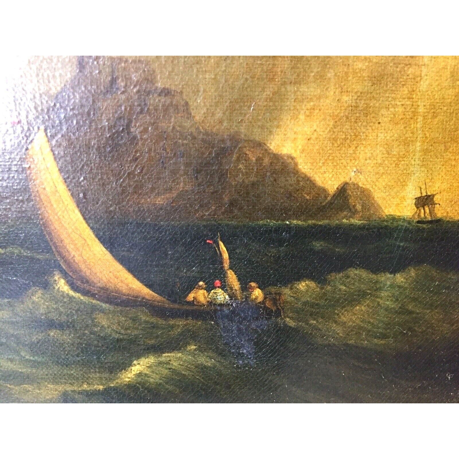 Dutch Antique Oil Painting Windmill Canvas Landscape Original 18 Century
