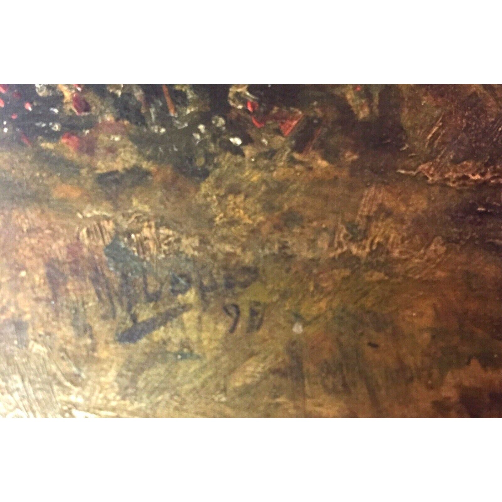 Renaissance Miniature Oil Painting On Board "Couple" M.Lopez Spain