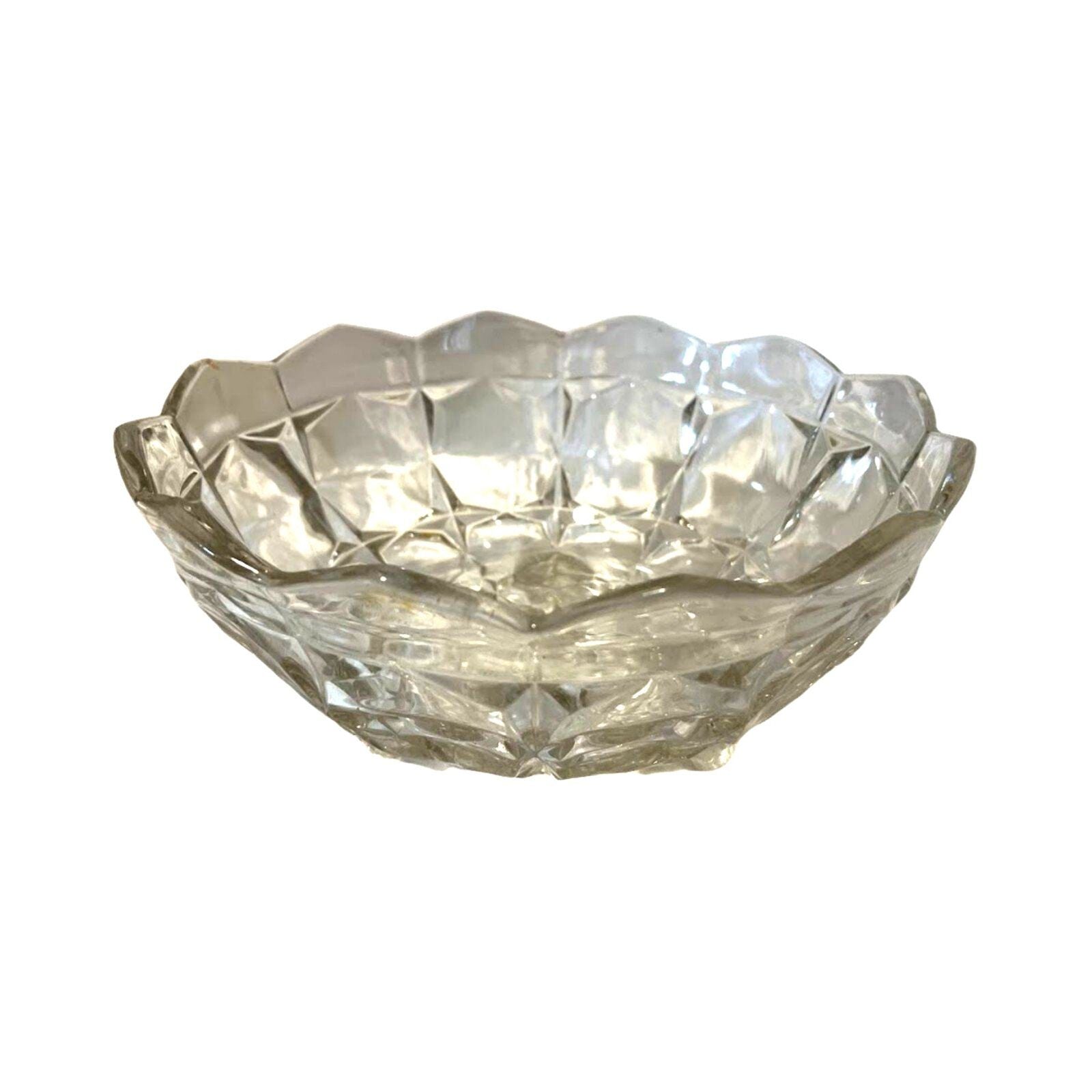 Vintage Serving Bowl Deep Dish Crystal Glass Round