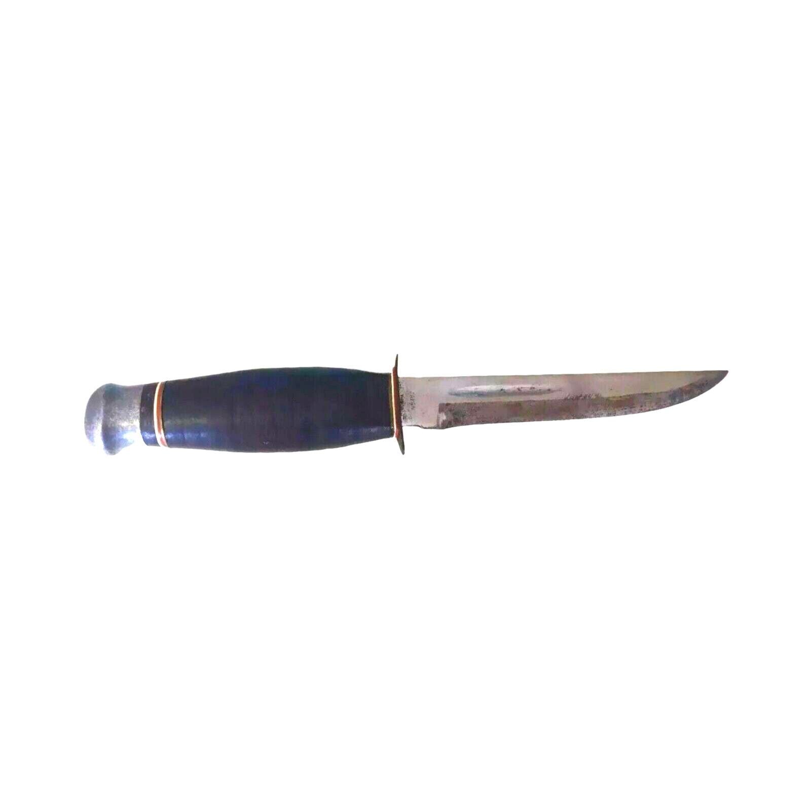 Antique WWII Hunting Knife Globemaster 60620 Fixed Blade Leather Sheath Japan