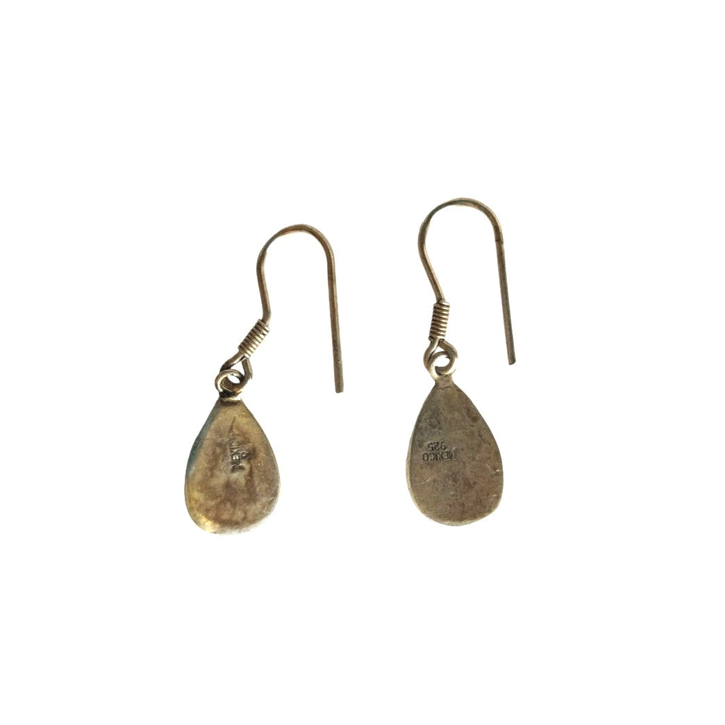 Silpada Mexico Black Obsidian Teardrop Dangle Earrings Sterling Silver 925 Hook