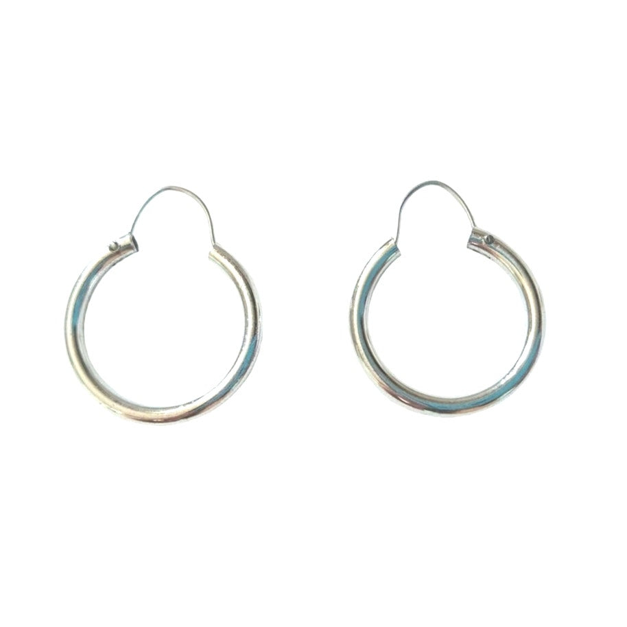 Vintage Small Huggie Hoops Earrings Sterling Silver Plated