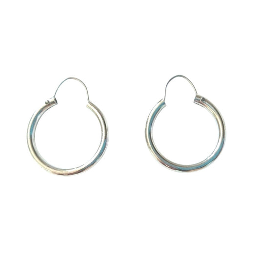 Vintage Small Huggie Hoops Earrings Sterling Silver Plated