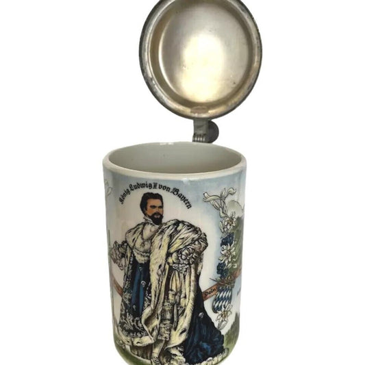 Vintage West Germany Beer Stein Lid Konig Ludwig II Von Bayern 1845-1886