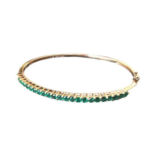 Vintage Bracelet Round Cut Emeralds Vermeil Gold Over Sterling Silver 925