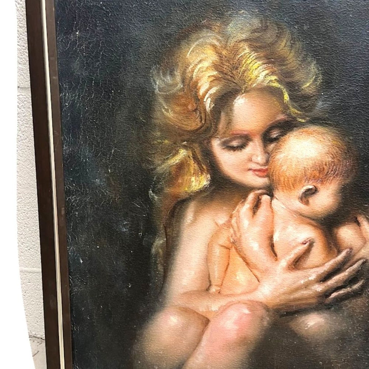Juan Lopetegui "Mother With A Baby" Painting Oil On Canvas Signed Framed