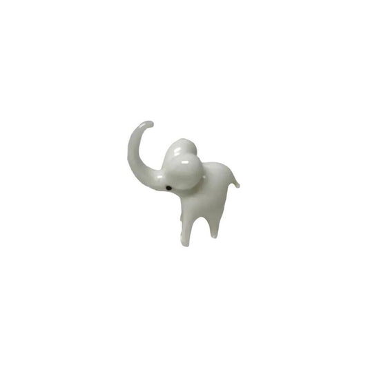 Vintage Elephant Figurine White Porcelain Trumpeting Small Mini