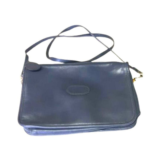 Vintage Etra Women's Classic Navy Blue Crossbody Bag Genuine Leather