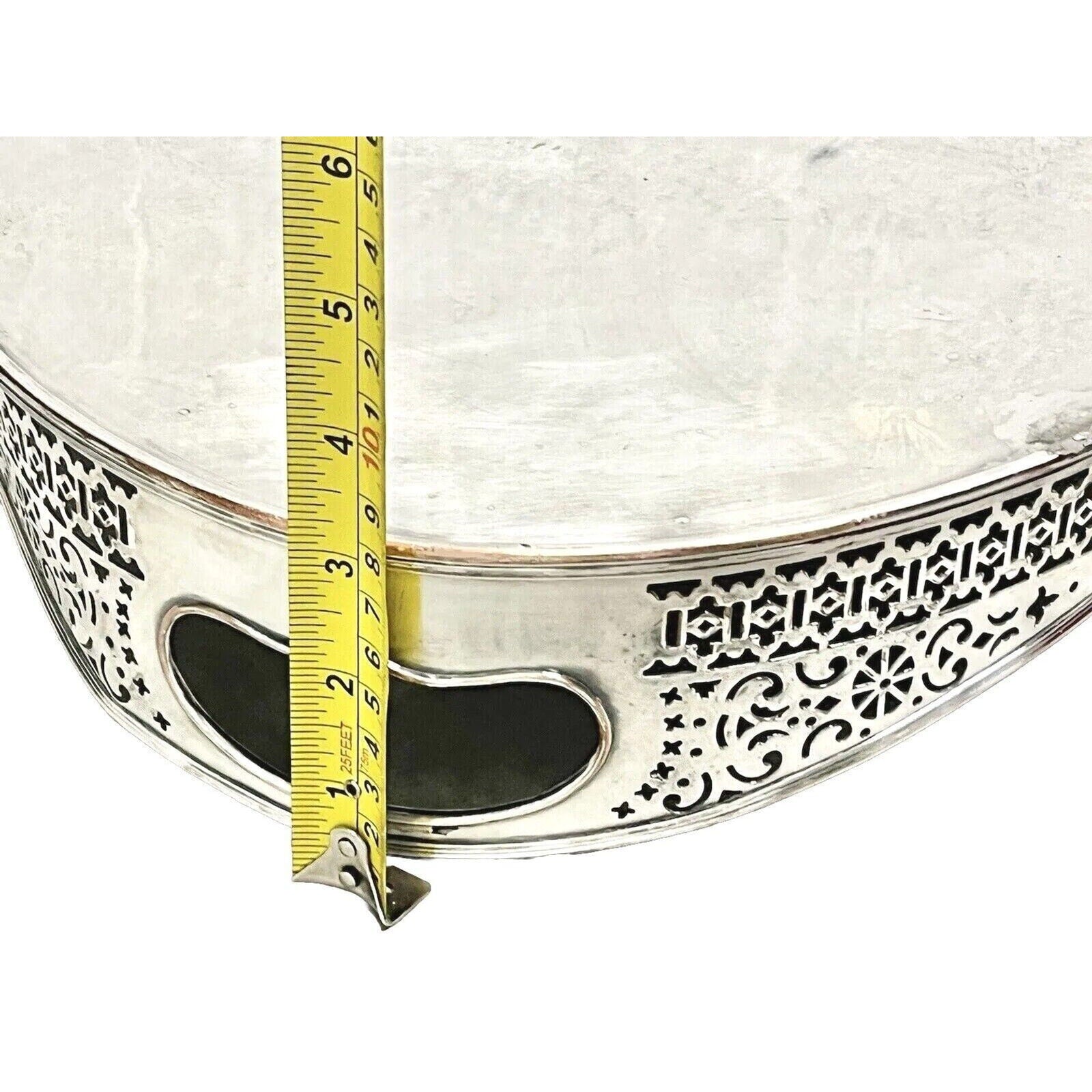 Sheffield England For Jaccard Jewelry Co Silver On copper Pierced Serving Tray